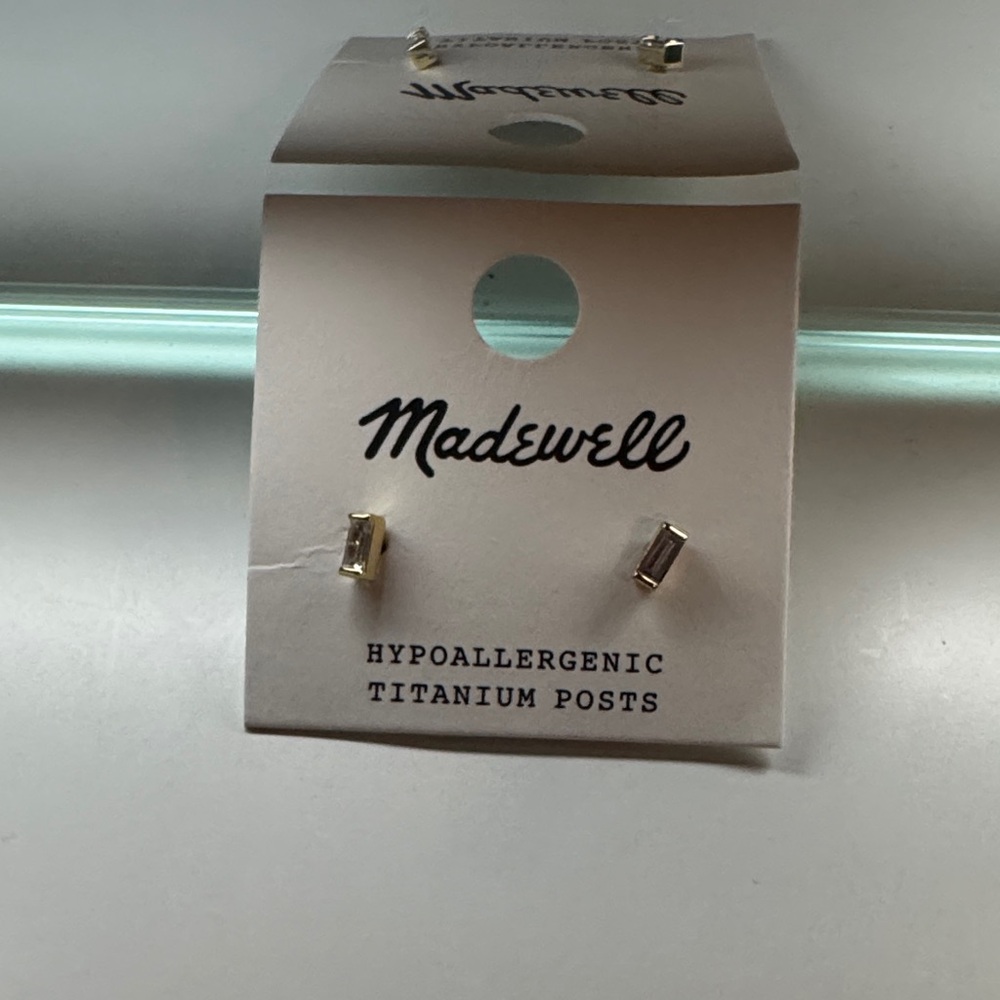 Madewell Gold Baguette Crystal Stud Earrings